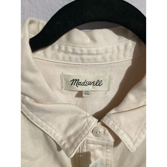 Madewell Garment Dyed Twill Shirt Jacket Ivory Long Sleeve Button Up 2X - Picture 5 of 9